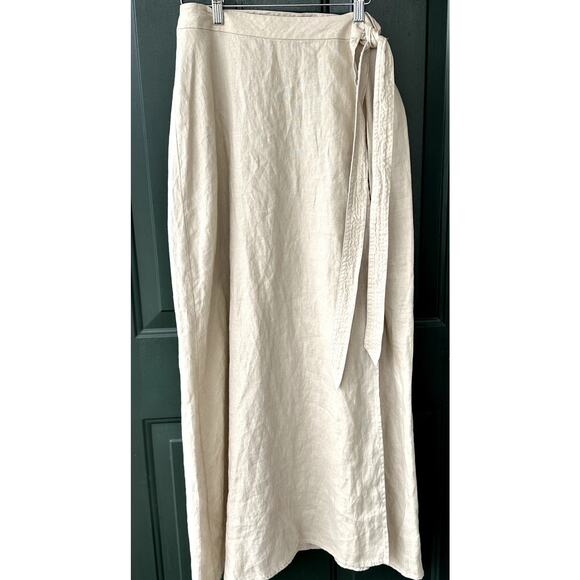 Trina Turk Dresses & Skirts - Trina Turk Sz M Out of Office 100% Linen Maxi Wrap Skirt, Minimalist Neutral